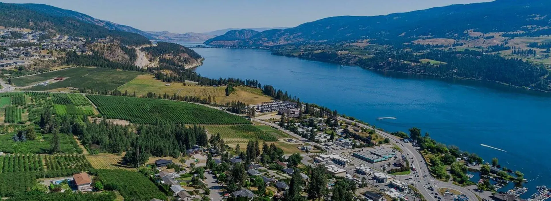 Stunning aerial view of Lake Country BC nestled between Kalamalka and Wood Lake